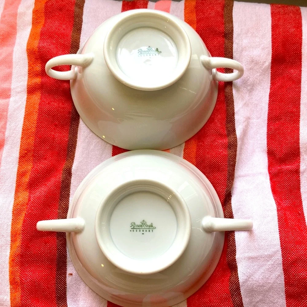 2 Authentic Fine Bone China Rosenthal Germany 2 Handle Soup Bowls - Picture 3 of 12